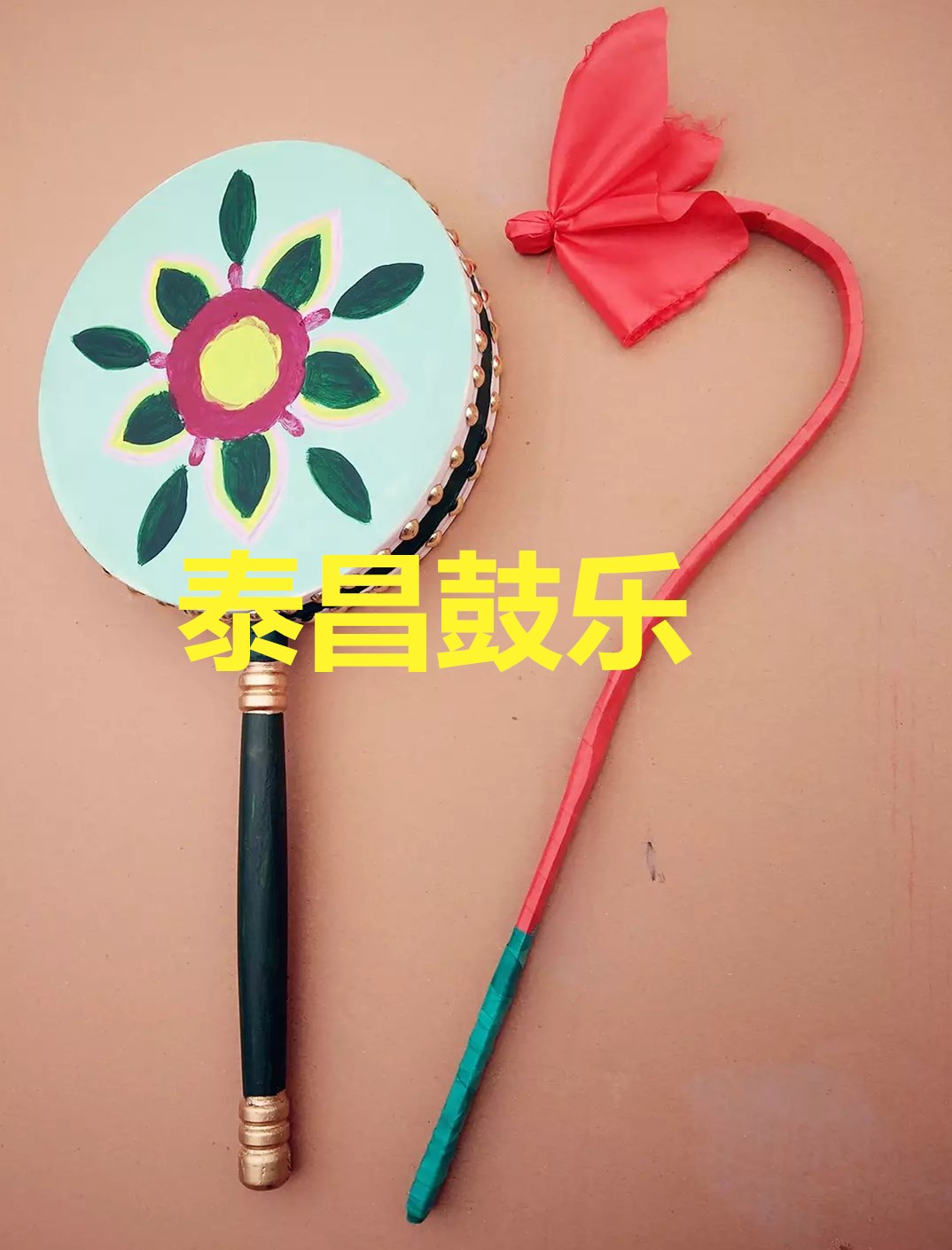 Tibetan adult Reba drum 30cm folk dance props drum fan drum handle drum Taiping drum dragon drum