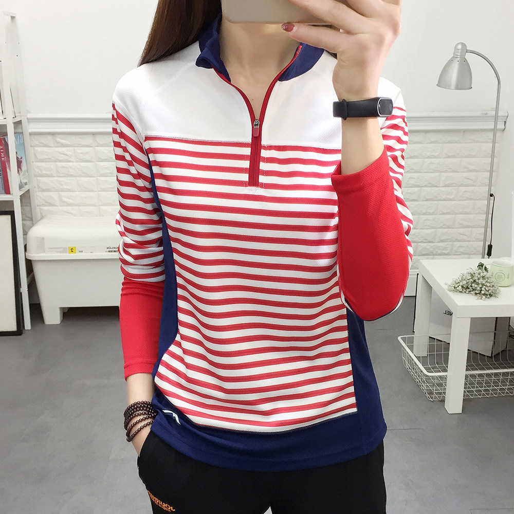 Outdoor quick-drying long-sleeved women's spring/summer sunscreen breathable oversized stand-up collar quick-drying fashion T-shirt hiking suit