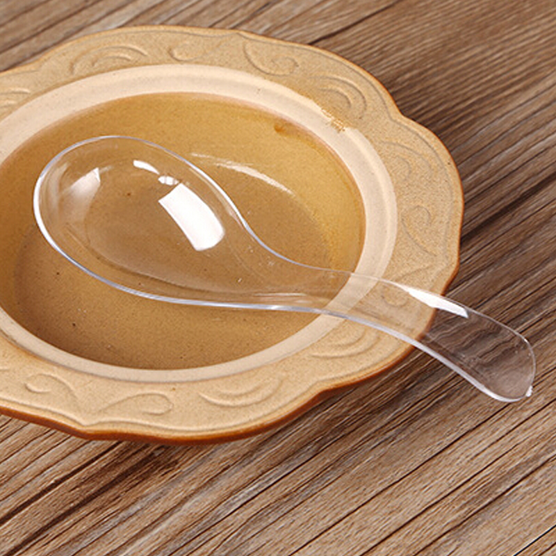 Special Thick Spoon Crystal Meal Transparent Soup Spoon Disposable High-end Tablespoon Aviation Transparent Large Spoon Rice Spoon