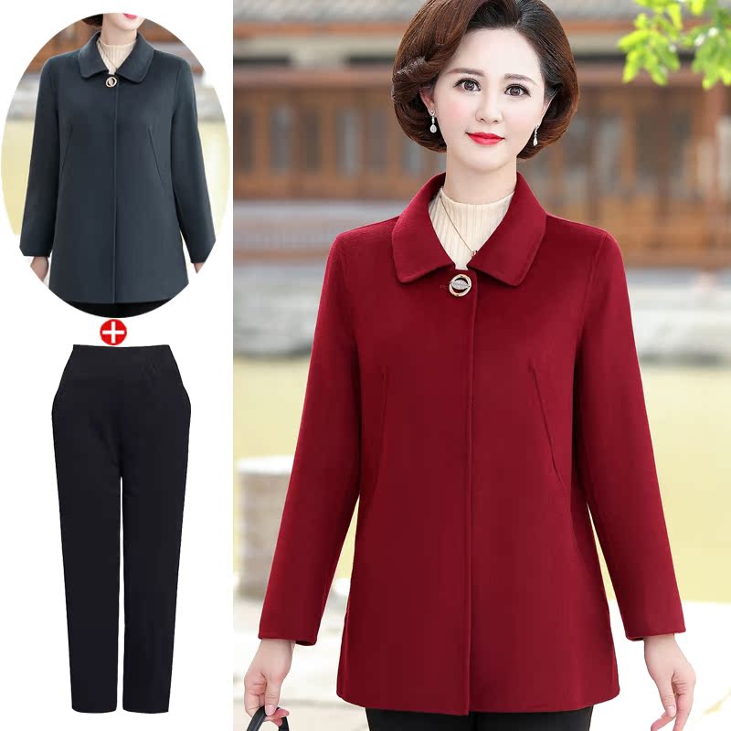 The middle-aged and elderly noble wool coat the female big ruler yard mother dress spring and autumn new cashmere, the son of a great coat of clothing