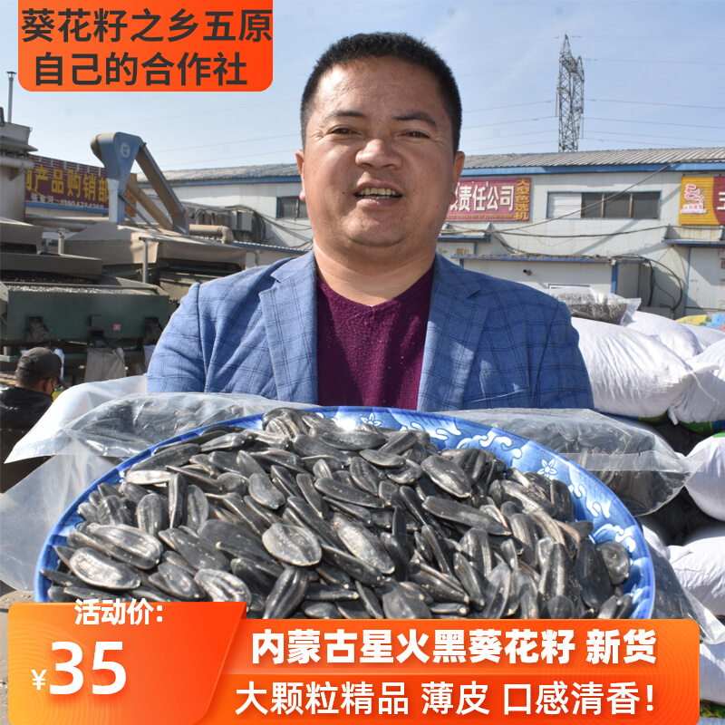 Inner Mongolia Star Fire Sunflower Seeds Raw Taste Black Melon Seeds Large Grain Raw Melon Seeds Black Beauty Thin Leather New Stock