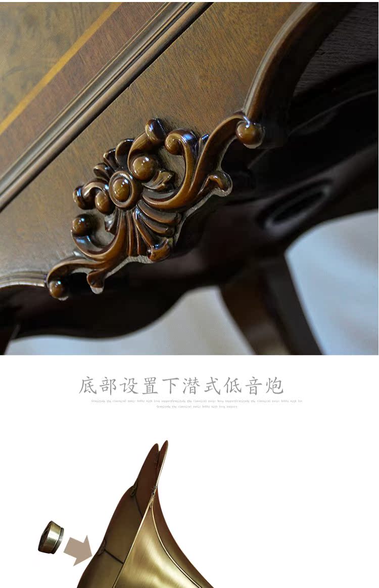 máy nghe nhạc đĩa than victrola Máy ghi âm châu Âu retro ghi đĩa CD máy LP phòng khách mềm trang trí hoài cổ đài phát thanh cũ - Máy hát 	đầu đĩa than cổ