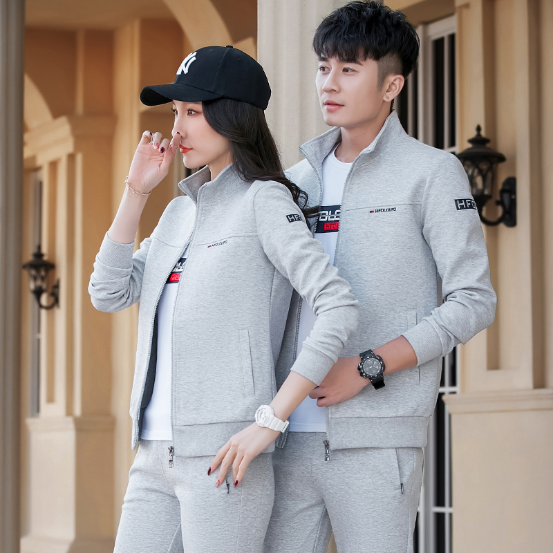 Spring, autumn and winter team couple sportswear suit 361 men and women youth running large size casual thick cotton three-piece suit
