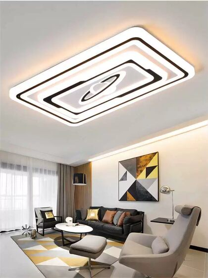 Master Bedroom Lamp, Simple Modern Living Room Lamp, Rectangular Household Room and Dining Room Set, Led Ceiling Light Fixture Combination