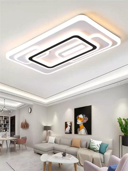Master Bedroom Lamp, Simple Modern Living Room Lamp, Rectangular Household Room and Dining Room Set, Led Ceiling Light Fixture Combination