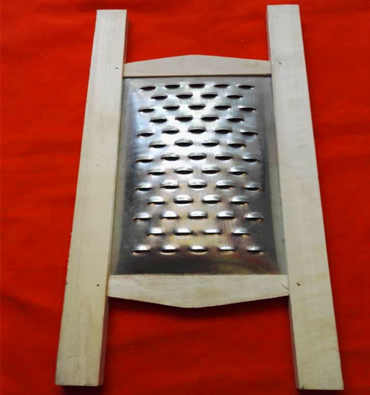 Wipe pasta tool flat hole wipe tip stainless steel round hole wipe wooden frame wipe bucket noodles mashed potatoes together