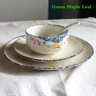 Hand-painted Japanese snowflake ceramic tableware Export underglaze color dessert cake plate Small fried plate Rice bowl soup bowl Spoon