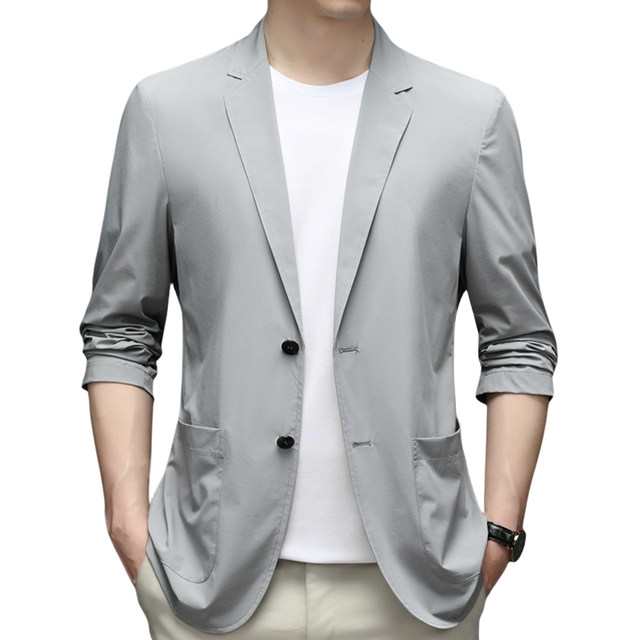 Woodpecker Summer Ice Silk Suit Men's Ultra-Thin Casual Clothes Small Suit Lightweight Spring and Autumn Single Suit Jacket Top