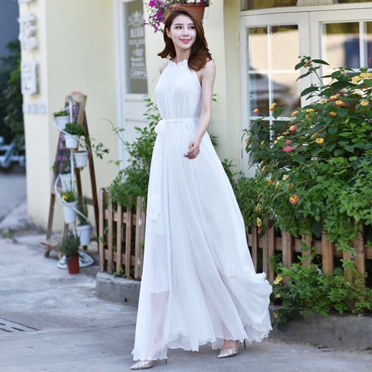 Extra Long Skirt That Reaches the Ankles, Super Fairy-Like White Dress, Summer Sanya Seaside Vacation Beach Dress, Bohemian Style