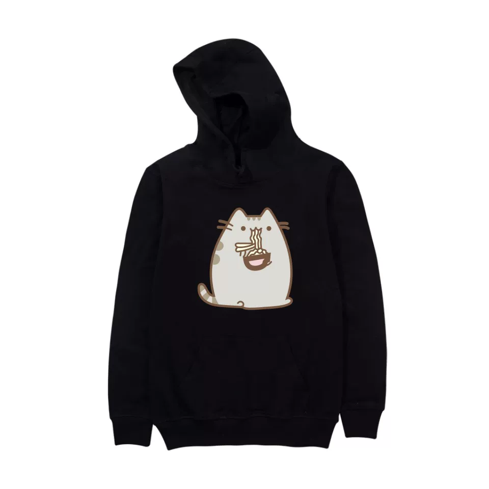 Худи-пуловер унисекс, аниме 2D с принтом кота в стиле pusheen, на заказ, размеры XXS–4XL