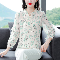 Ocean-gas mom fashion Fashion Minus Age Shirt 2024 Spring Summer New Snow-spinning Jersey Middle-aged Lady Loose-skinned blouses