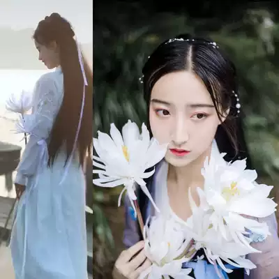 Fairy Hanfu photo handheld props simulation pan-flower red and white costume shooting ancient style photo peach blossom branch