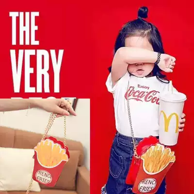 Children's photography props simulation McDonald's KFC fries satchel photo chain satchel cartoon funny props