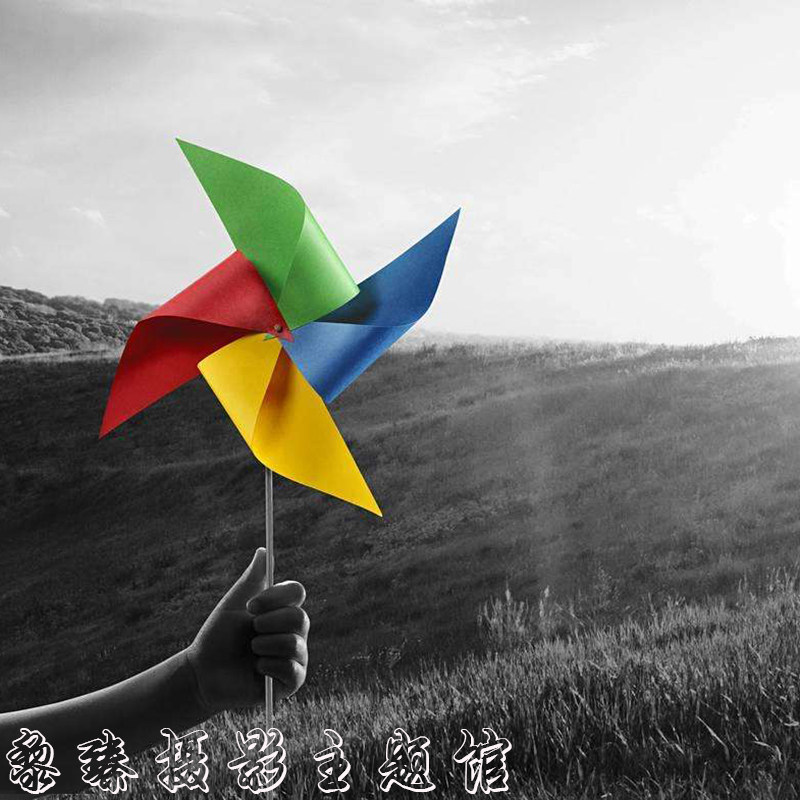 Exhibition New Photography Colorful Windmill Wedding Dress Brigade Pat Children Creative White Windmill Fashion Wedding Props