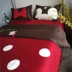 Phim hoạt hình Polka Dot Red Mickey Wedding Summer Silky Cao cấp Tất cả Cotton 60 Bộ đồ giường Bộ bốn mảnh - Bộ đồ giường bốn mảnh