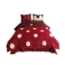 Phim hoạt hình Polka Dot Red Mickey Wedding Summer Silky Cao cấp Tất cả Cotton 60 Bộ đồ giường Bộ bốn mảnh - Bộ đồ giường bốn mảnh