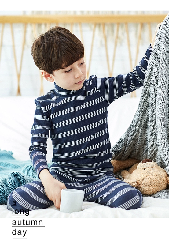 Chàng trai và cô gái nửa cổ cao chạm đáy áo cotton dày đồ lót nhiệt set top dưa nhung cotton quần áo mùa thu thời trang cho bé