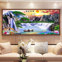 5d diamond painting 2019 new full diamond cross stitch living room flowing water to make money large landscape painting welcoming pine diamond embroidery