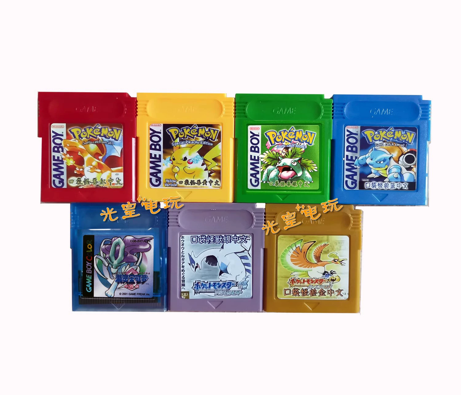 Картридж игры GBC Pocket Monster Red, желтый, синий, зеленый кристалл золото и серебро версия Pokémon китайская версия GBASP