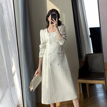FT GUOGE white small balsamic wind one-piece dress woman 2022 autumn and winter new style retro-style vintage long dress