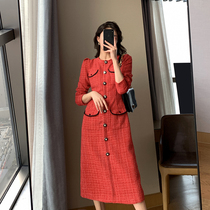 FT GUOGE Red small fragrant wind Annual Meeting Liondress Girl 2022 Spring loaded new year Happy New Years Eve Knees Long Dress