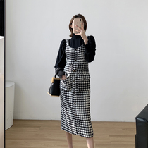 Plaid one-piece dress Two sets of women 2020 Autumn loaded with new high waist Temperament Slim Fit Slim Fit thousands of gig suit skirts