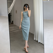 FT GUOGE BLUE HARNESSES Dress 2022 Summer New Cashew Slim Temperament GODDESS VAN LONG DRESS