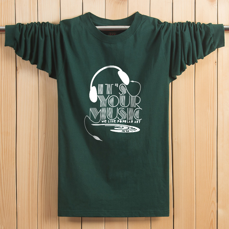 Mới mùa thu đông nam cộng với phân bón XL áo thun dài tay cotton thủy triều nam béo anh mặc áo thể thao giản dị áo phông rộng nam