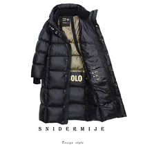 Down Jacket Women 2023 New Black Gold Label Loose White Duck Down Thickened Men and Women Couple Mid-Length Over-the-Knee Jacket