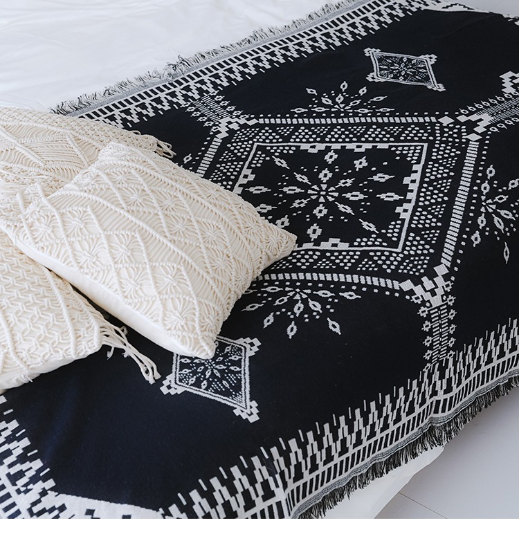 Bắc Âu B & B sofa thảm thảm đơn giản màu đen và trắng hình học đầy đủ bụi bảo vệ che chăn sofa đệm sofa bao trùm máy giặt