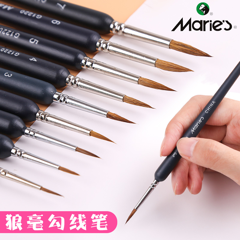 Mali Wolf Mtick thread pen sketching pen surface pen hand painted paintbrush details sketching watercolor water Pink paint fine work strokes