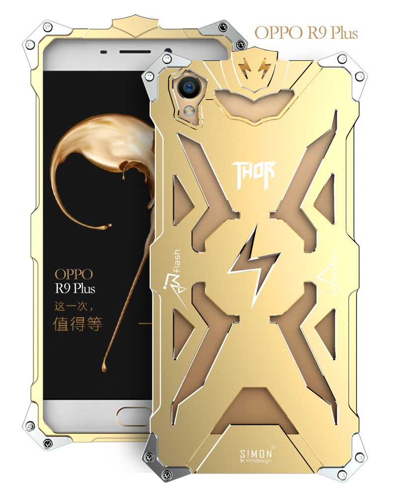 SIMON THOR Aviation Aluminum Alloy Shockproof Armor Metal Case Cover for OPPO R9 Plus & OPPO R9