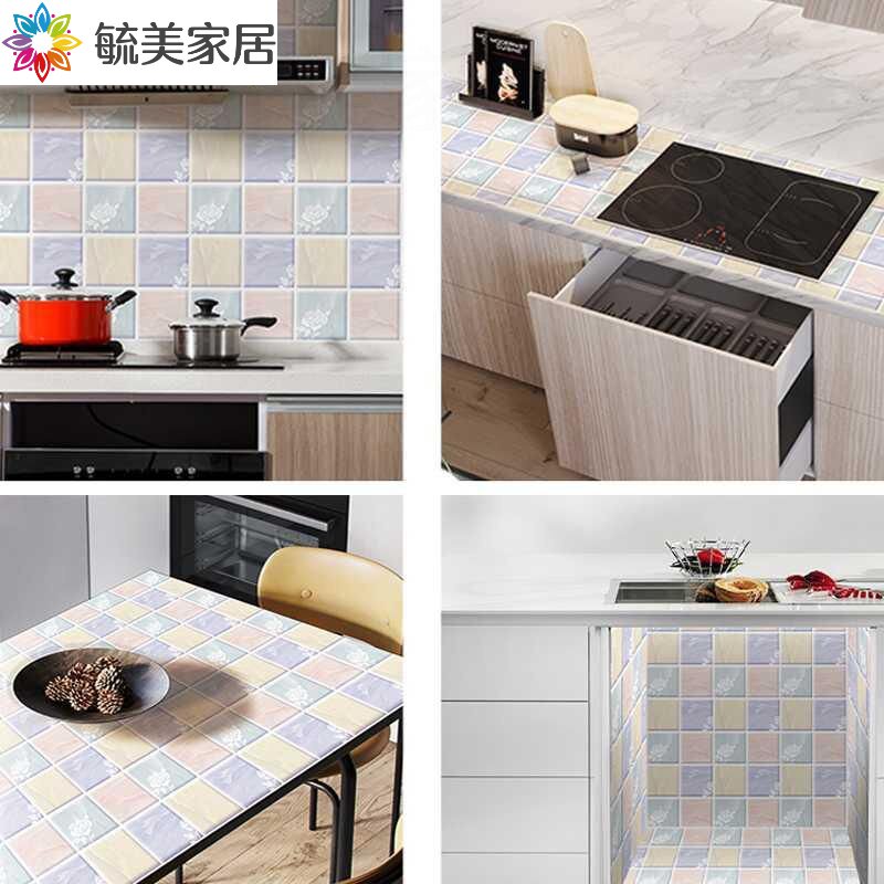 Anti-oil stickers Firewall stickers Self-adhesive kitchen waterproof decorative tiles High temperature wallpaper wallpaper thickened self-adhesive