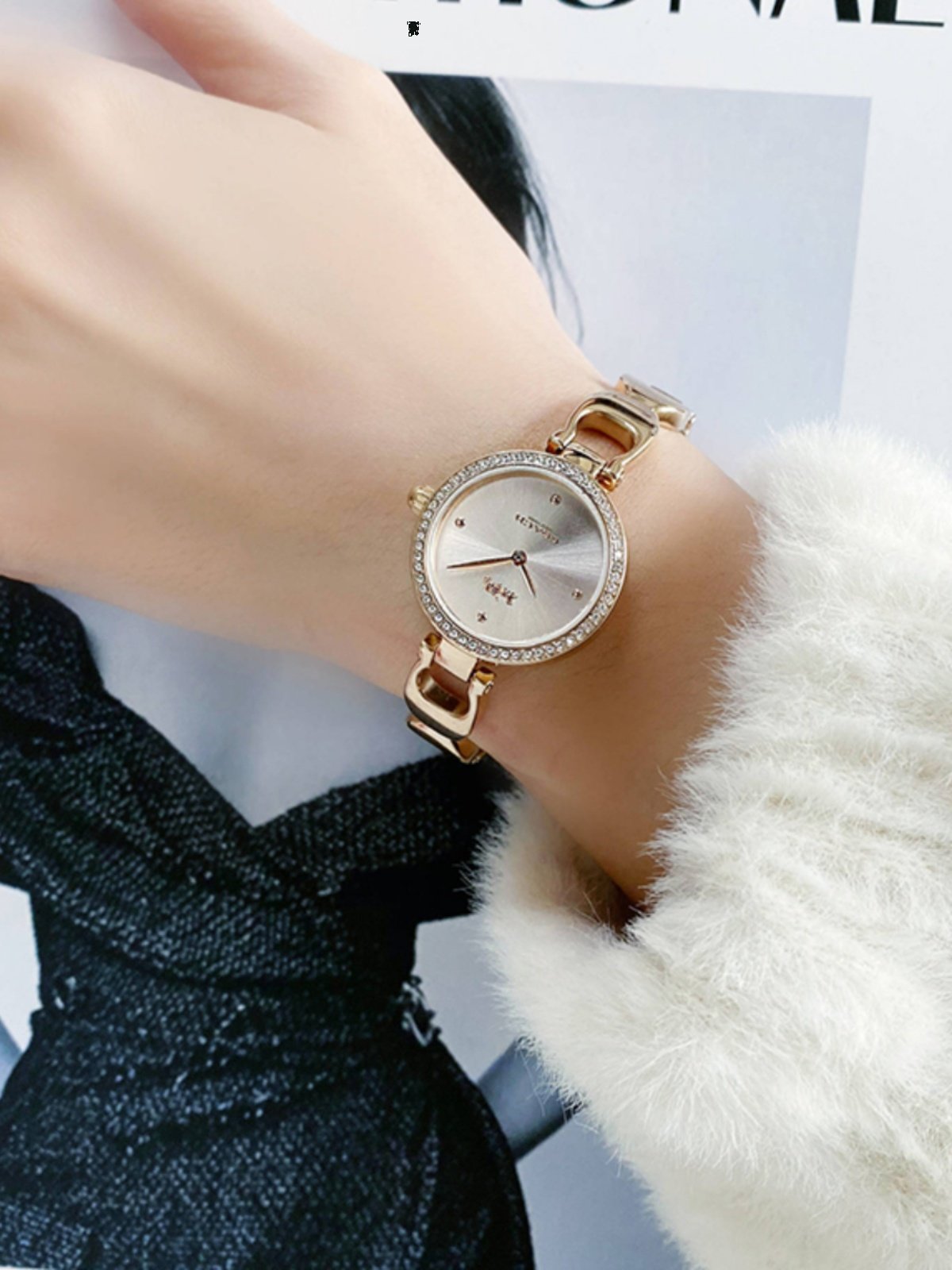 COACH Women's Watch Park Series Sunburst Pattern Bracelet Quartz Ladies' Wristwatch Qixi Festival Gift