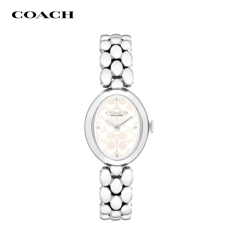 COACH Steel Band Presbyopic Embossed No-Number Dial Quartz Women's Watch Gift for Girlfriend