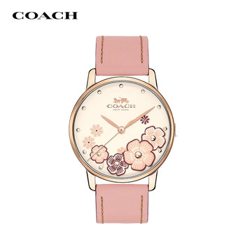 COACH Women's Watch Grand Series Tea Rose Calfskin Strap Quartz Watch Gift for Girlfriend