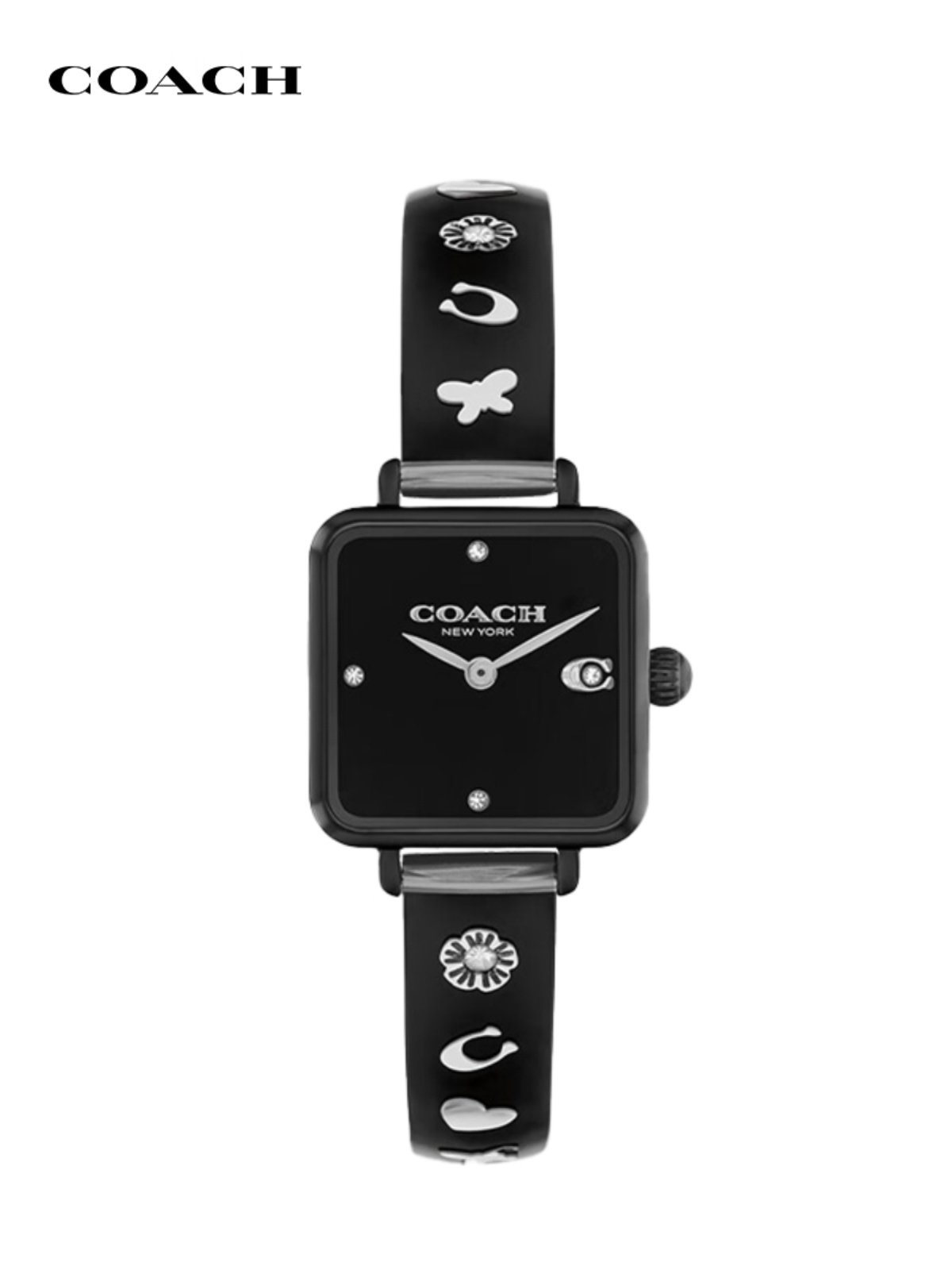 COACH Cass Series Small Sugar Cube Camellia Steel Band Women's Quartz Watch as a Gift for Your Girlfriend