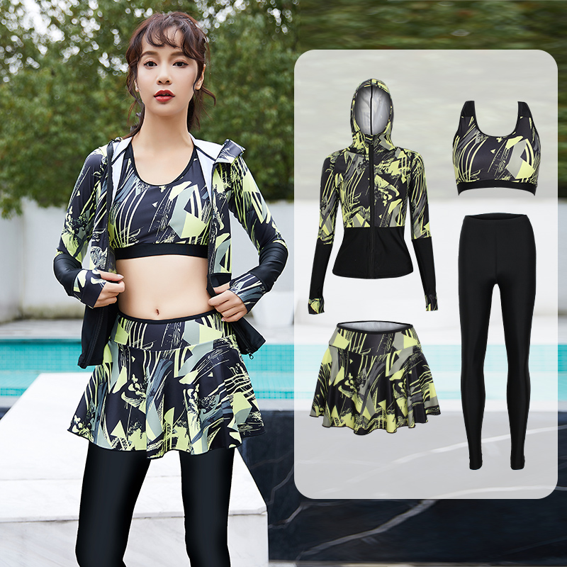 Wetsuit split swimsuit women's 2021 new four-piece skirt long-sleeved trousers swimming surfing suit jellyfish suit