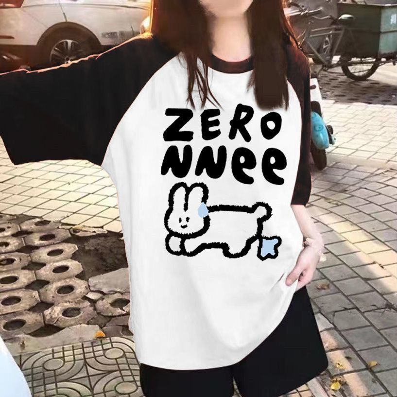 Girl Wear New Arrival Summer Two-Piece Suit Loose Short Sleeve T-shirt Top Sports Knee Length Shorts Ins Children's — 11