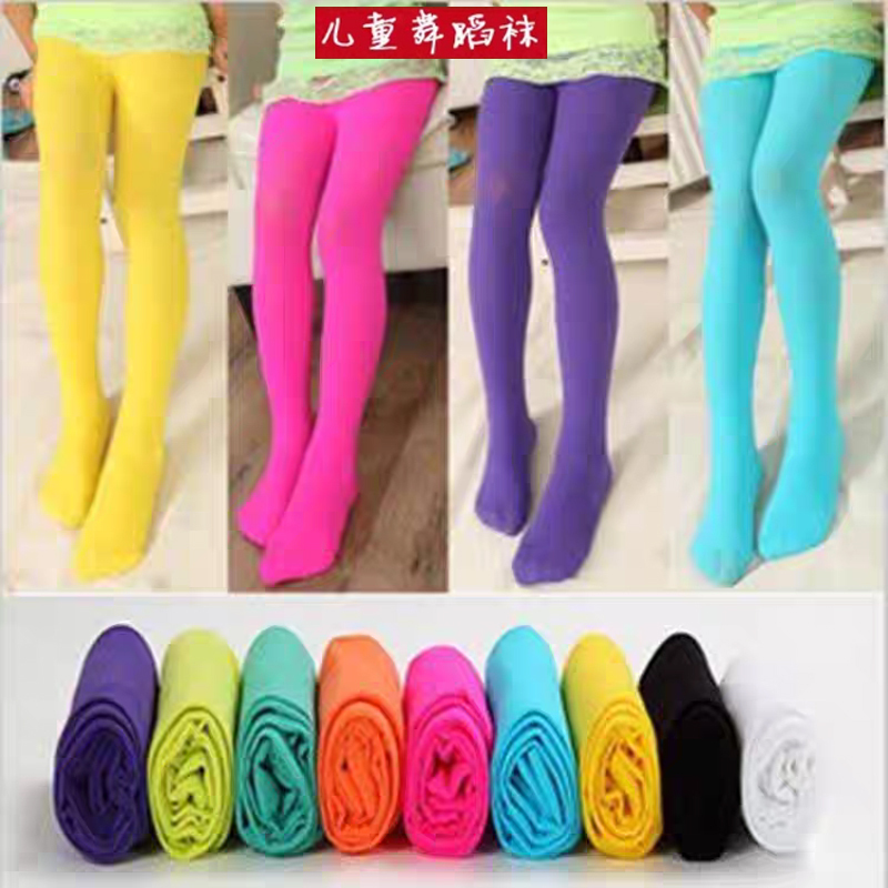 Girls' Velvet Tights, Children's Pantyhose, Leggings, Dance Colorful One-Piece Stockings, Performance Socks, Candy Color
