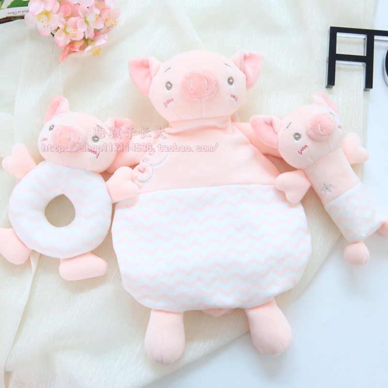 ins Pig Flamingo Baby Comfort Towel can be ingested baby placing doll 0-1 year old sleeping hand doll toy rattle