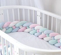 ins four strands Denmark braided colorful wide twist strip knotted with pillow childrens bed enclosure bed by decoration photo