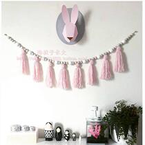 ins large Nordic wooden macaron tassel beads hanging decoration bed hanging childrens room clothing store decoration pendant