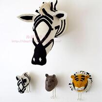 INS bei europfine childrens clothing store decoration Tiger elephants giraffes wool felt animal head wall adhesive hook