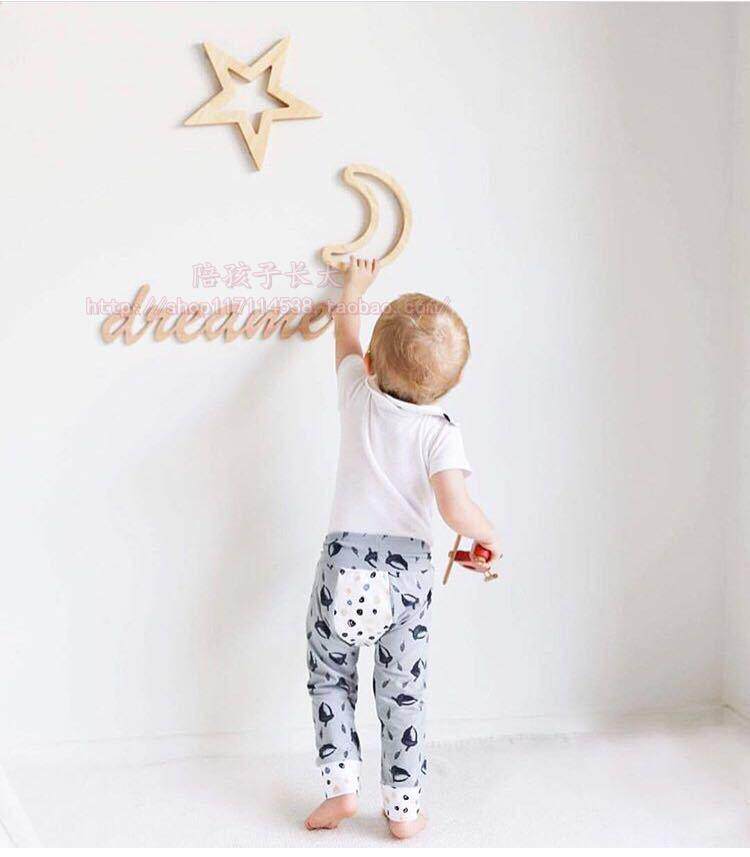 ins children's house wood swinging pieces Stars Moon Rabbit Clouds photo background Background Separator Pendulum decorations