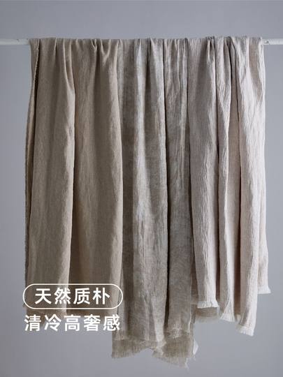 无风栖行侘寂风纯亚麻盖毯夏季透气民宿酒店床尾毯空调毯纯色搭巾