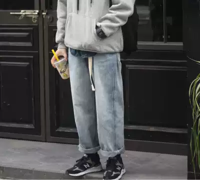 Nobody knows Japanese autumn and winter washed retro old loose casual j simple neutral straight jeans