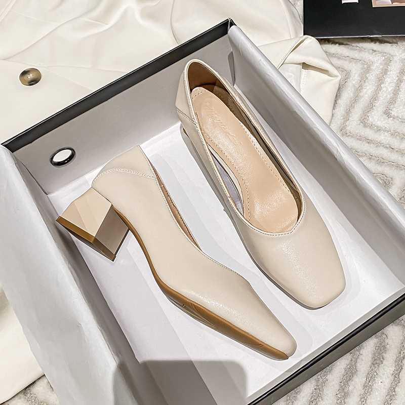 34 Small Size Women's Shoes 313233 Single Shoes Small Chanel Style Mid-Heel Chunky Heel High Heels 2026 New Spring Large Size 41