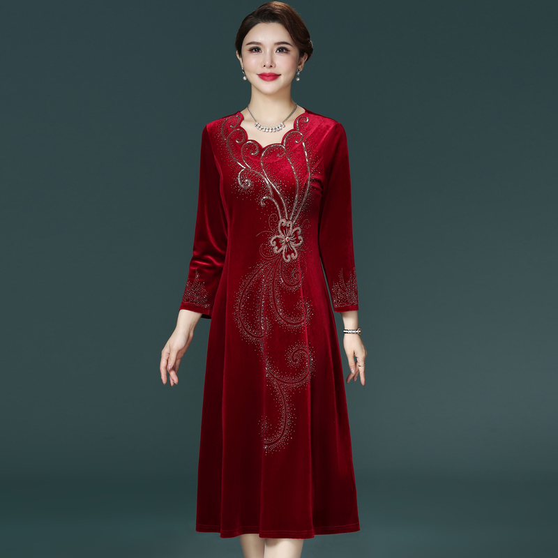 Noble wedding mother dress high-end mother-in-law happy mother-in-law wedding dress autumn dress cheongsam 2021 new