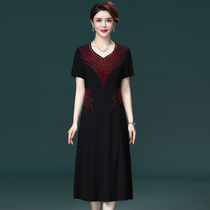 2021 new high-end luxury fashion foreign style middle-aged summer dress temperament age age Noble 50 plus size mother dress